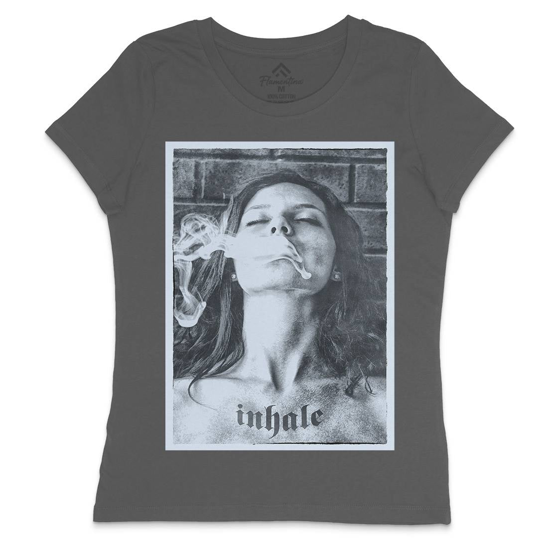 Inhale Womens Crew Neck T-Shirt Drugs A851