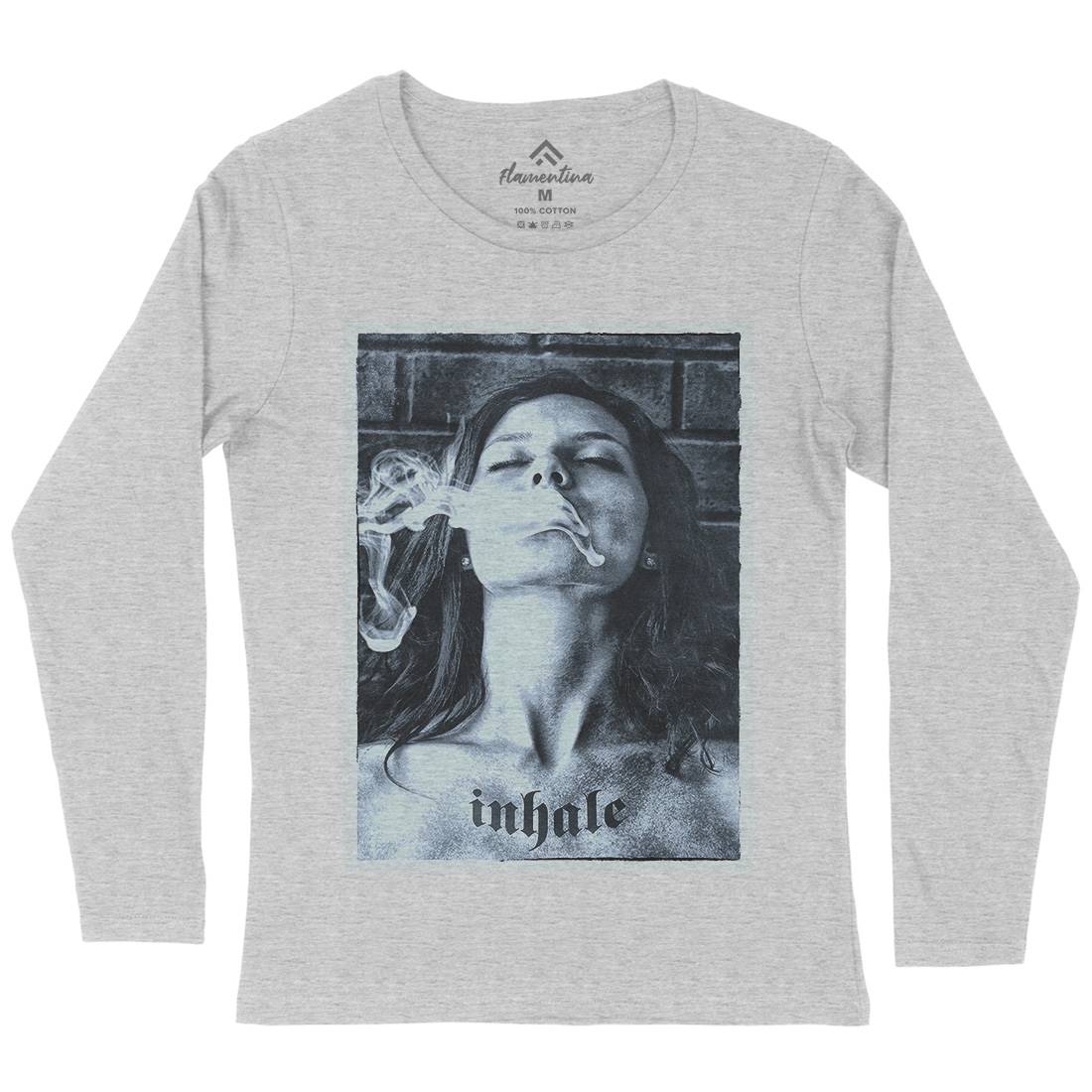 Inhale Womens Long Sleeve T-Shirt Drugs A851