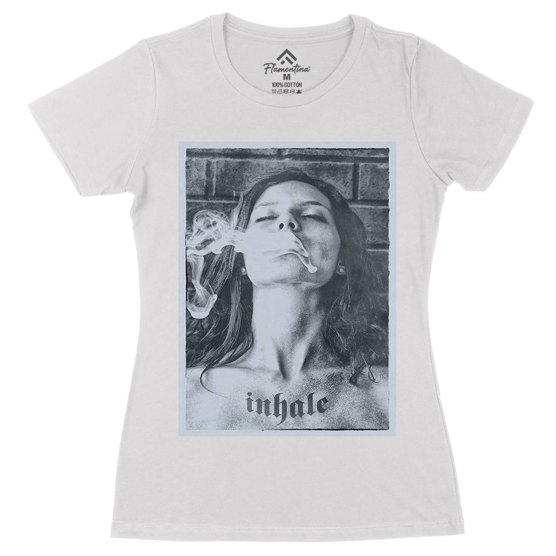 Inhale Womens Organic Crew Neck T-Shirt Drugs A851