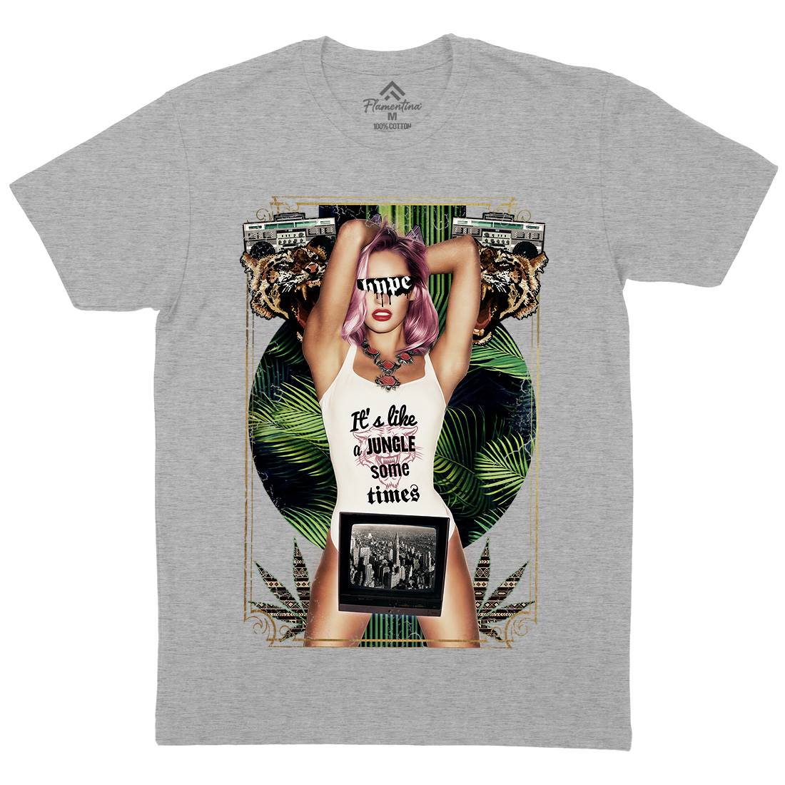 Jungle Mens Organic Crew Neck T-Shirt Drugs A854