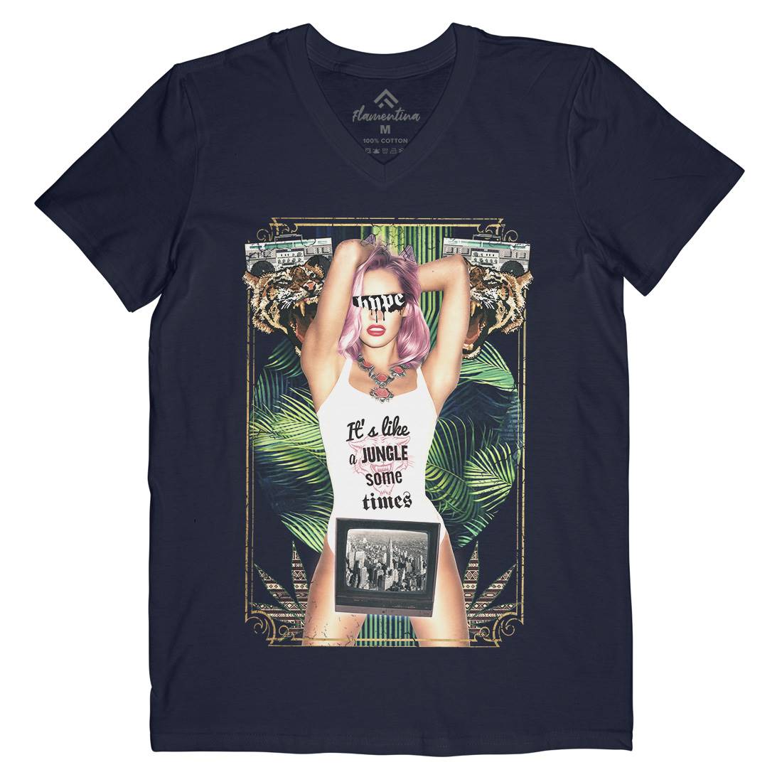 Jungle Mens V-Neck T-Shirt Drugs A854