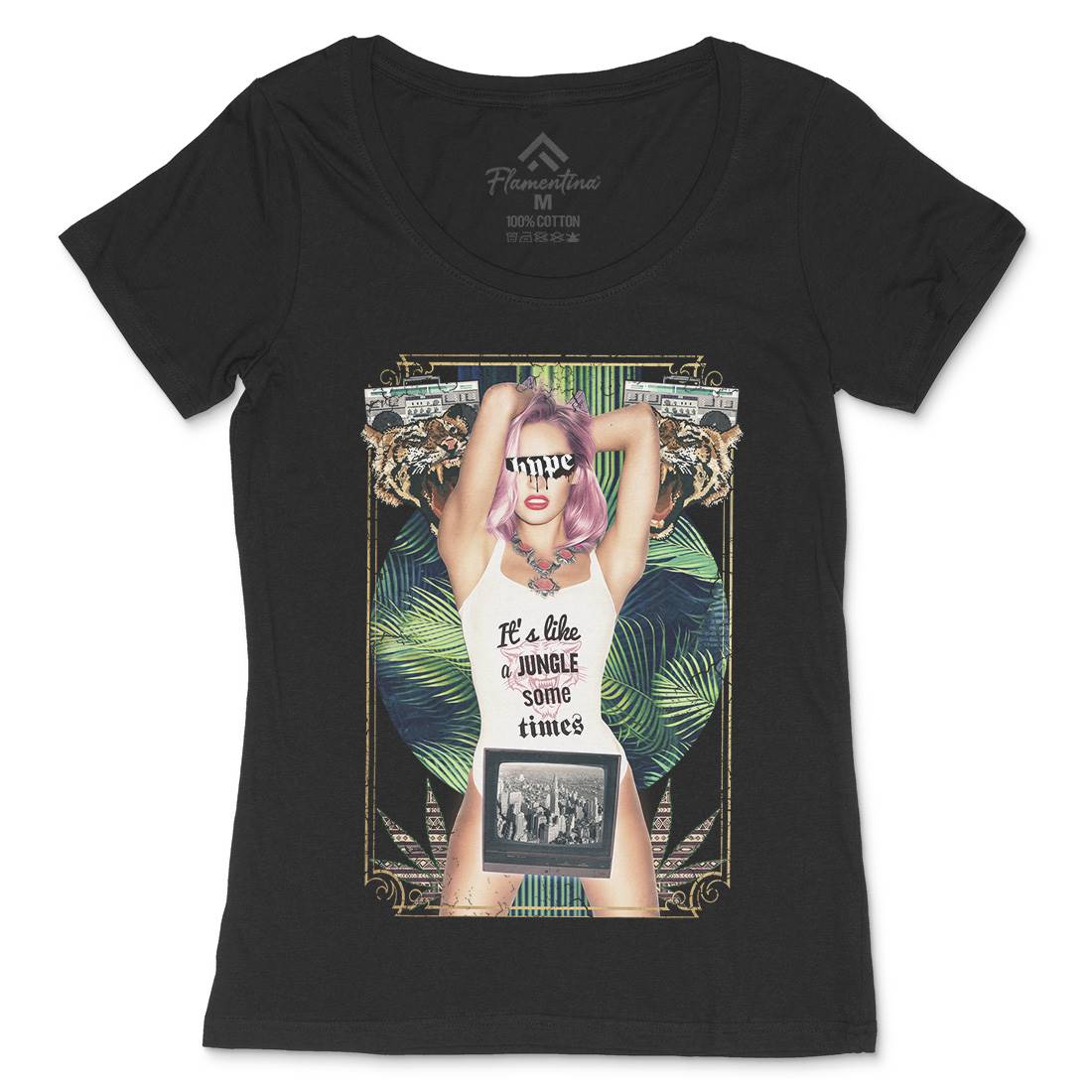 Jungle Womens Scoop Neck T-Shirt Drugs A854