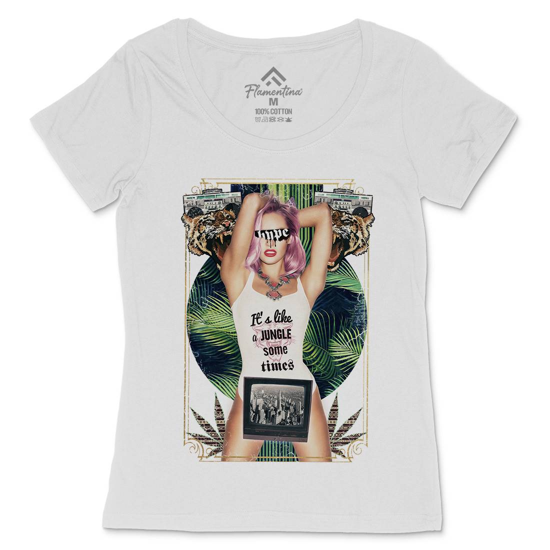 Jungle Womens Scoop Neck T-Shirt Drugs A854
