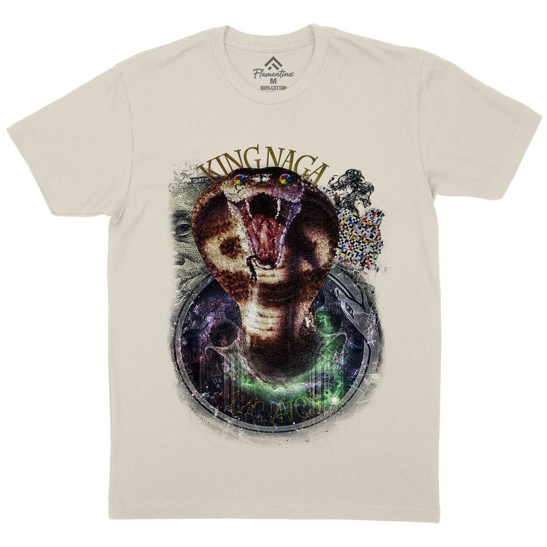King Naga Mens Organic Crew Neck T-Shirt Space A856
