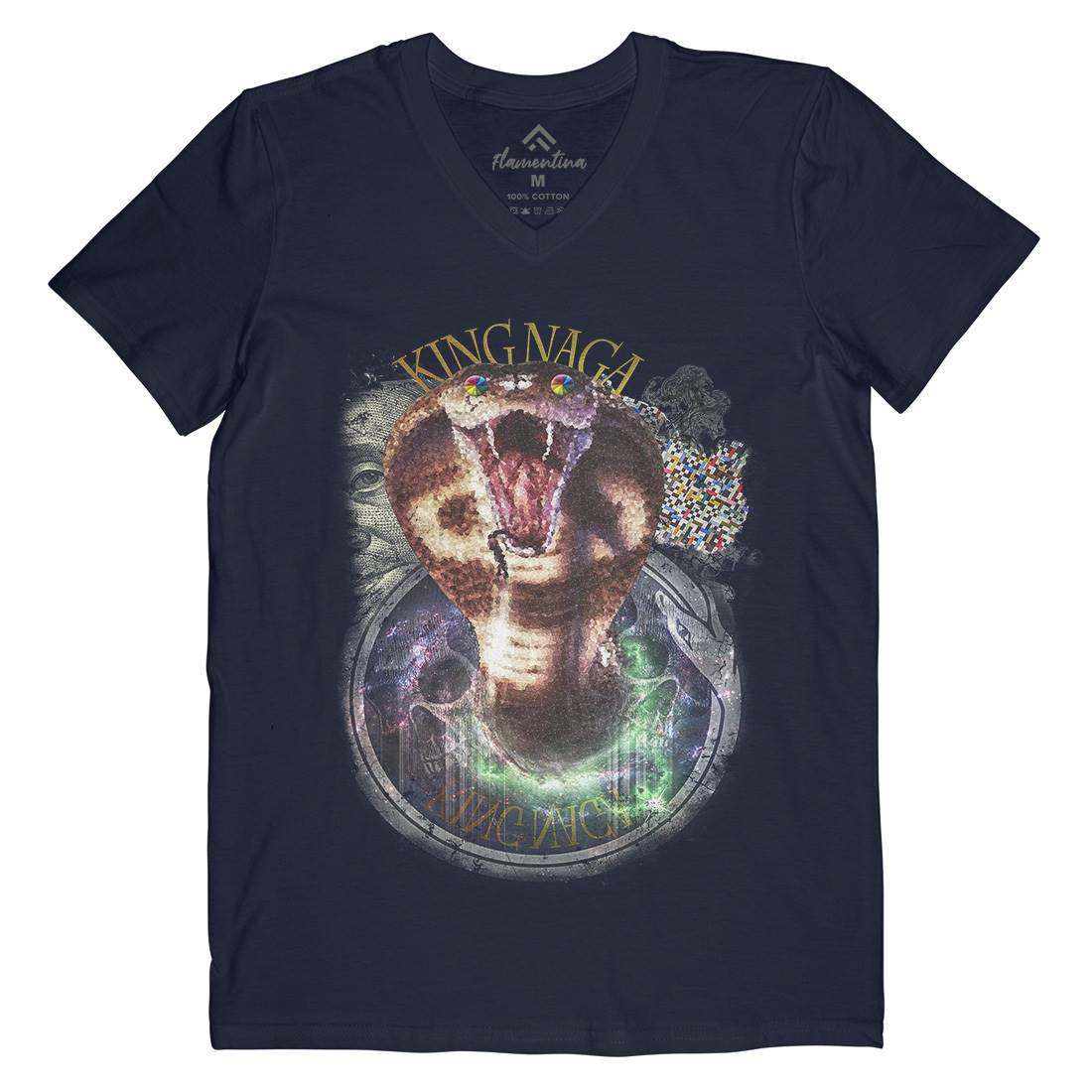 King Naga Mens V-Neck T-Shirt Space A856
