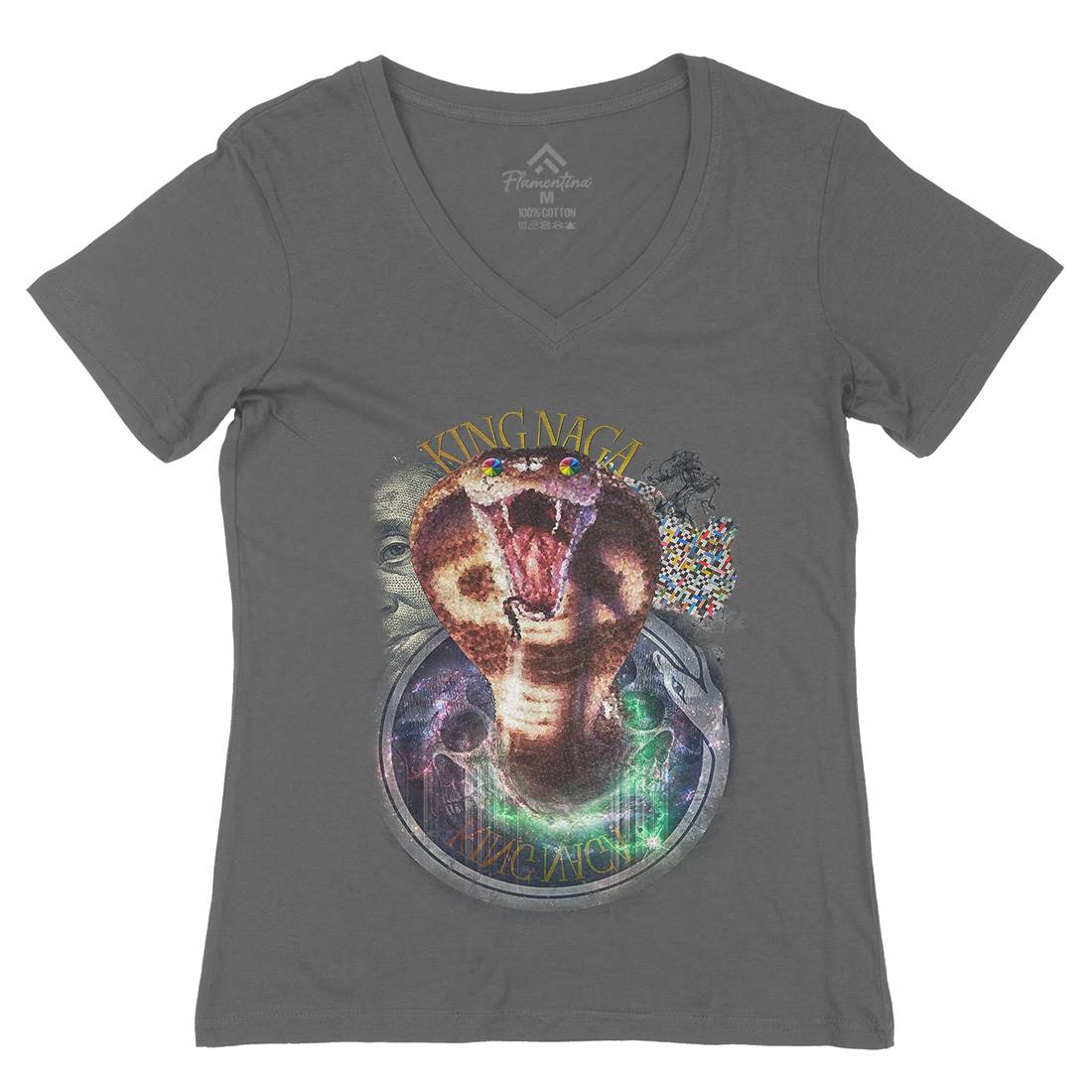 King Naga Womens Organic V-Neck T-Shirt Space A856