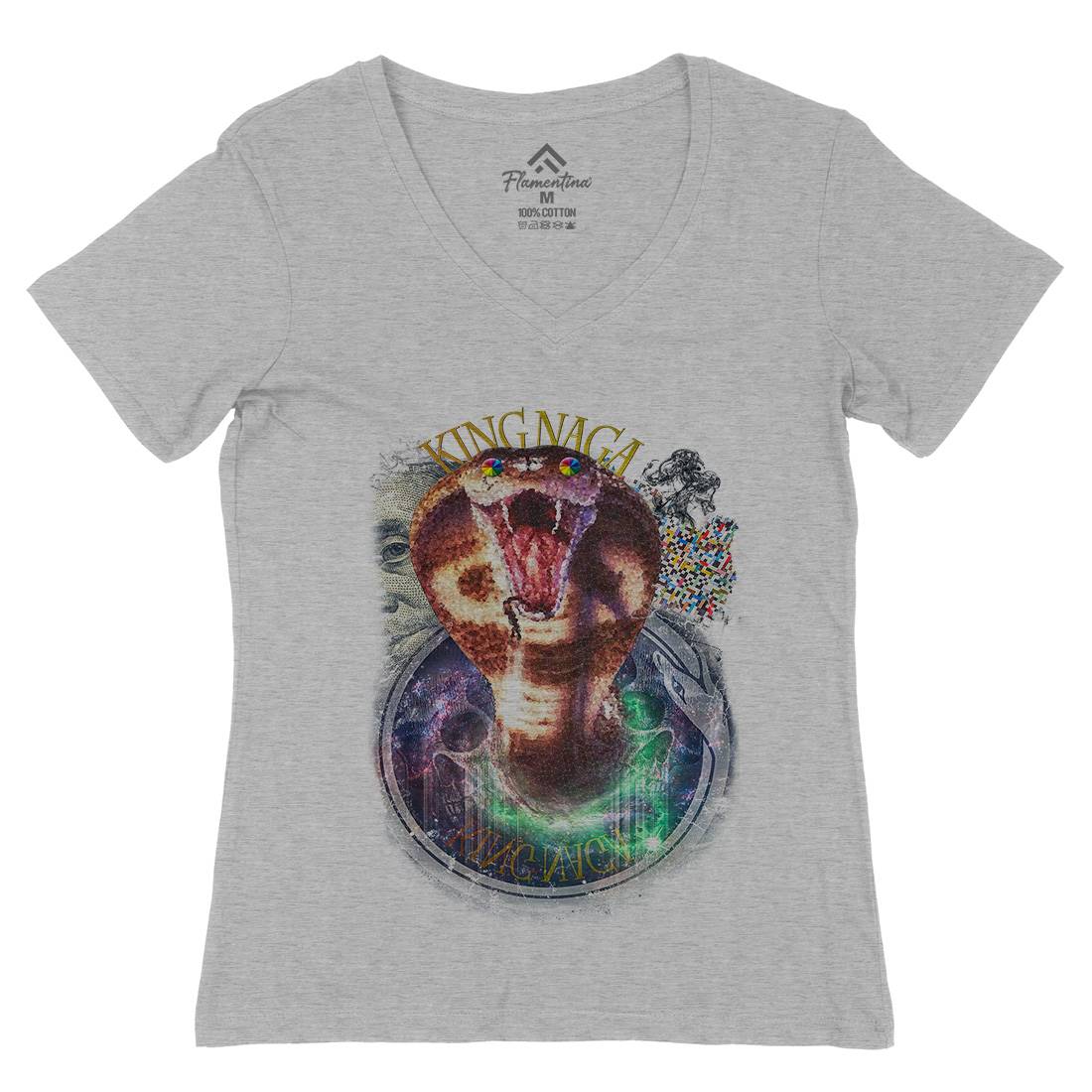 King Naga Womens Organic V-Neck T-Shirt Space A856