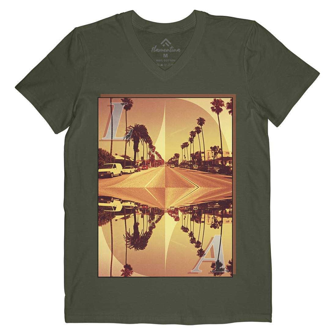 La Summer Mens Organic V-Neck T-Shirt Art A858