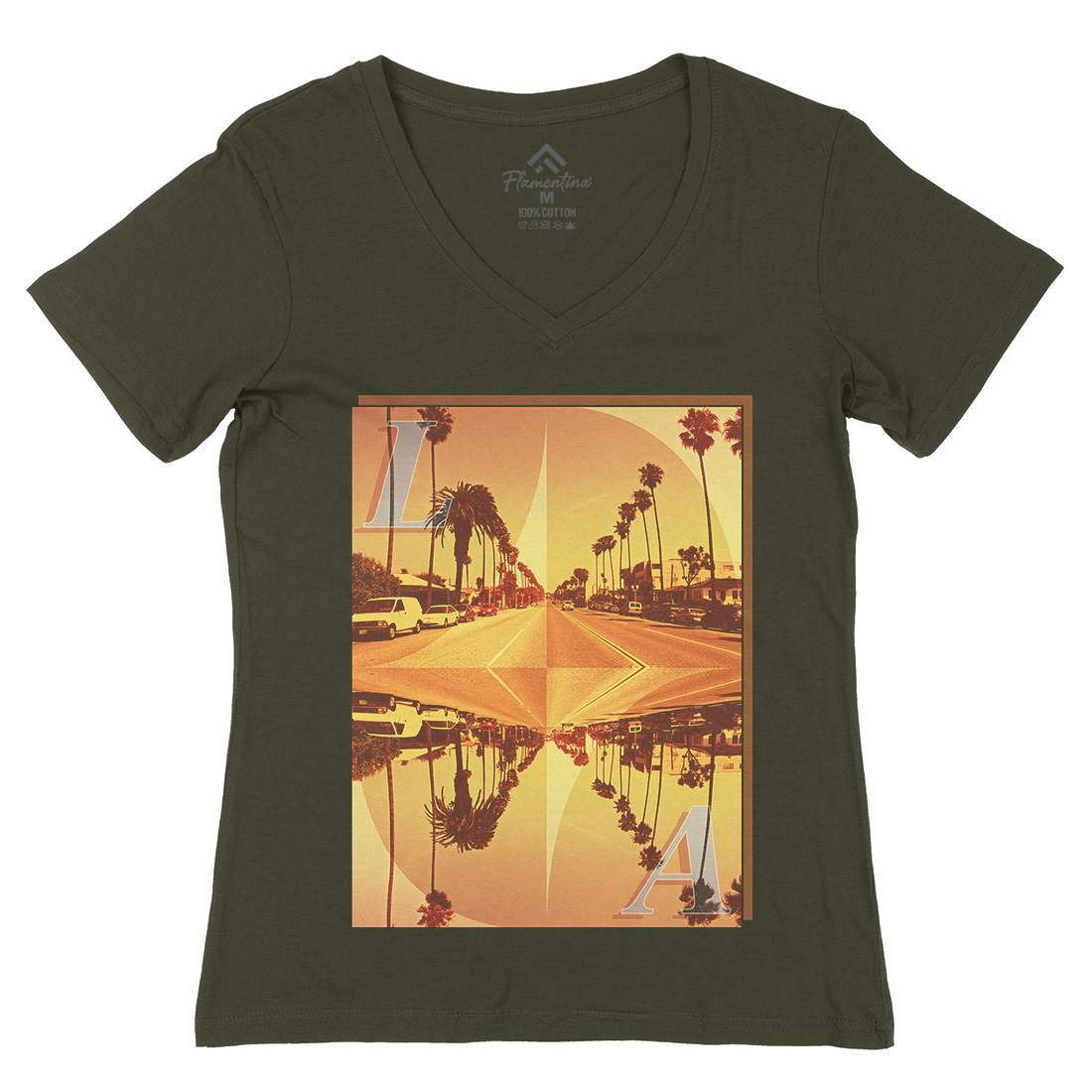 La Summer Womens Organic V-Neck T-Shirt Art A858