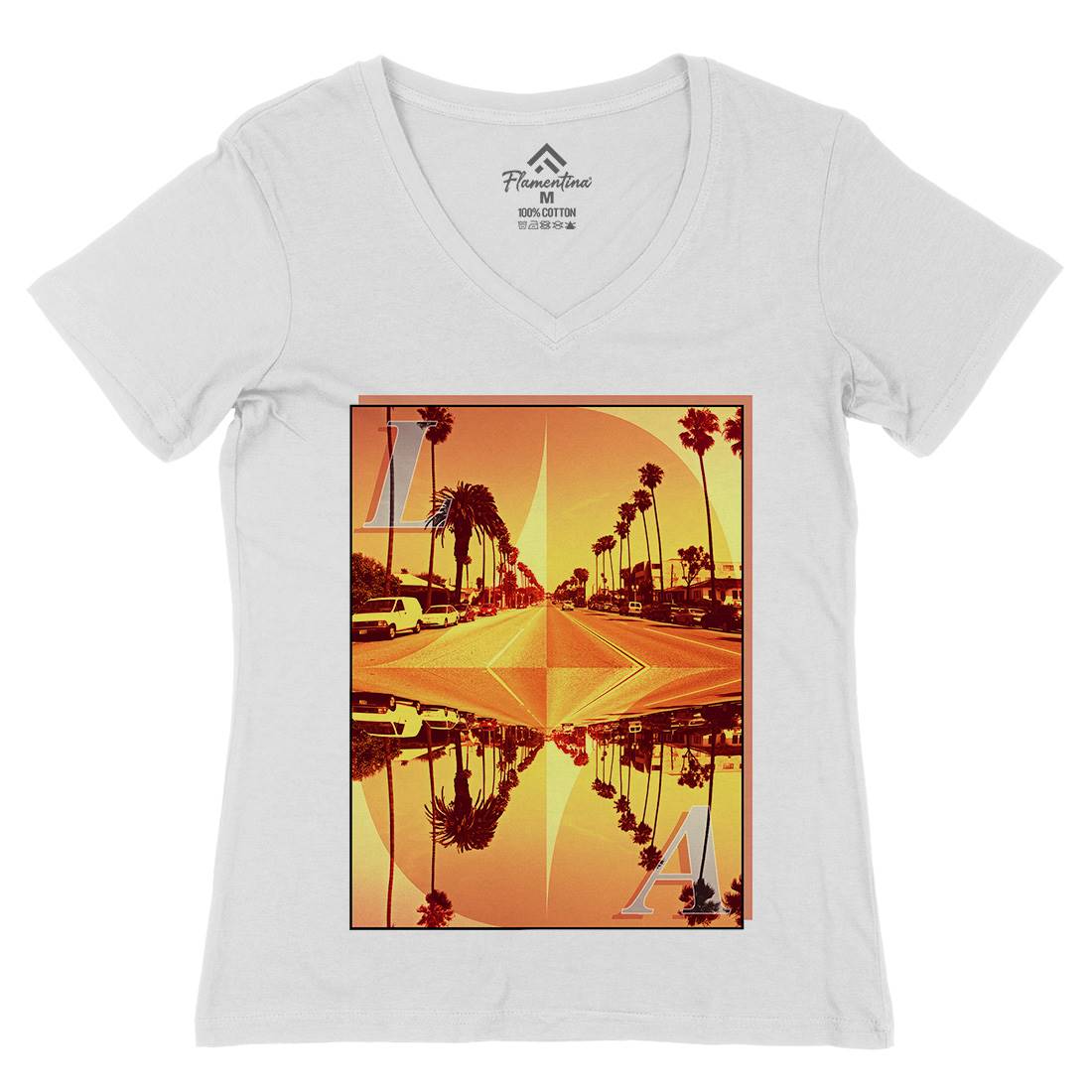 La Summer Womens Organic V-Neck T-Shirt Art A858