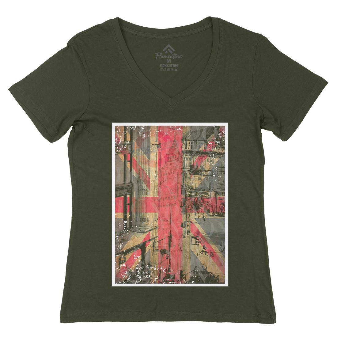 Flag Womens Organic V-Neck T-Shirt Art A859