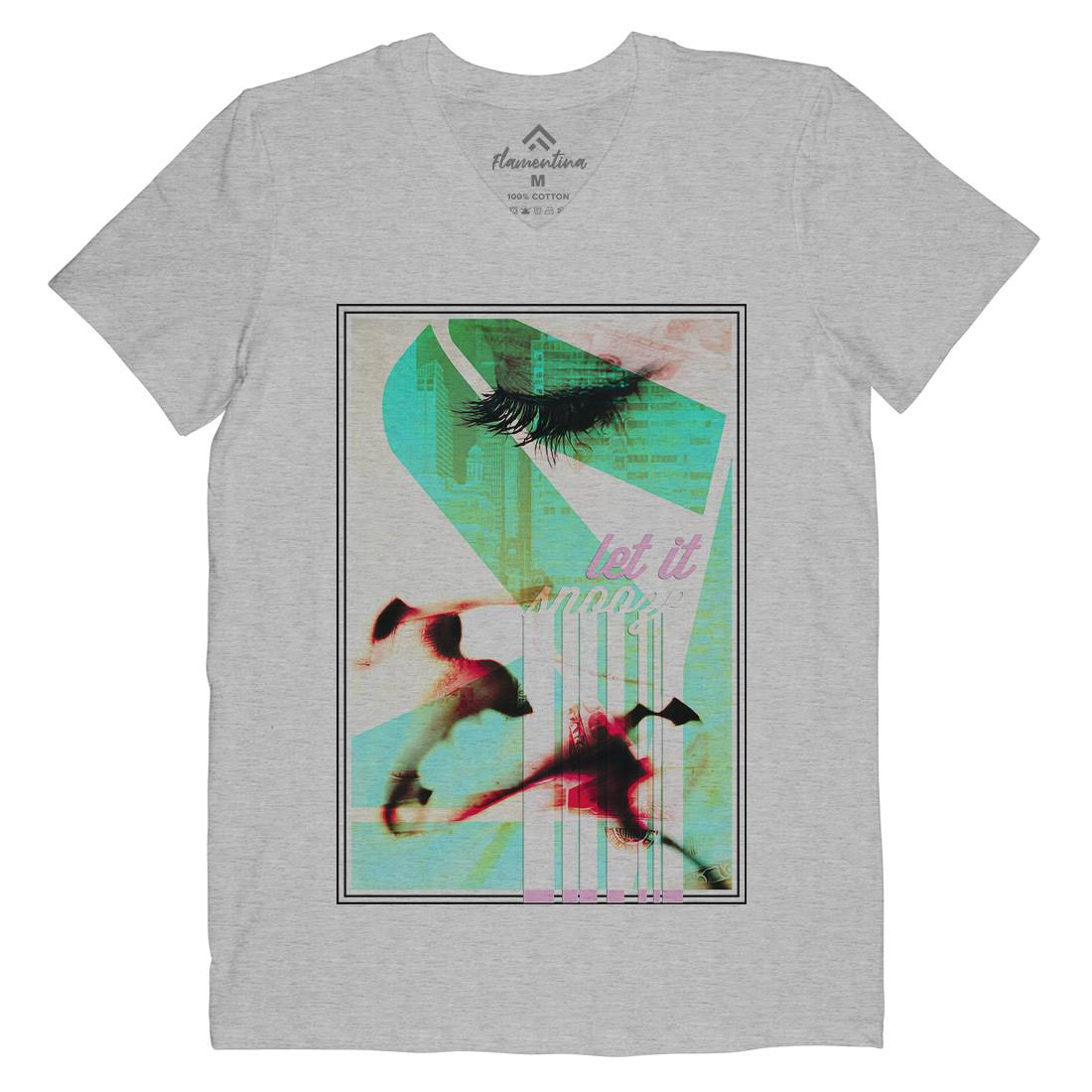 Let It Snooze Mens Organic V-Neck T-Shirt Art A861