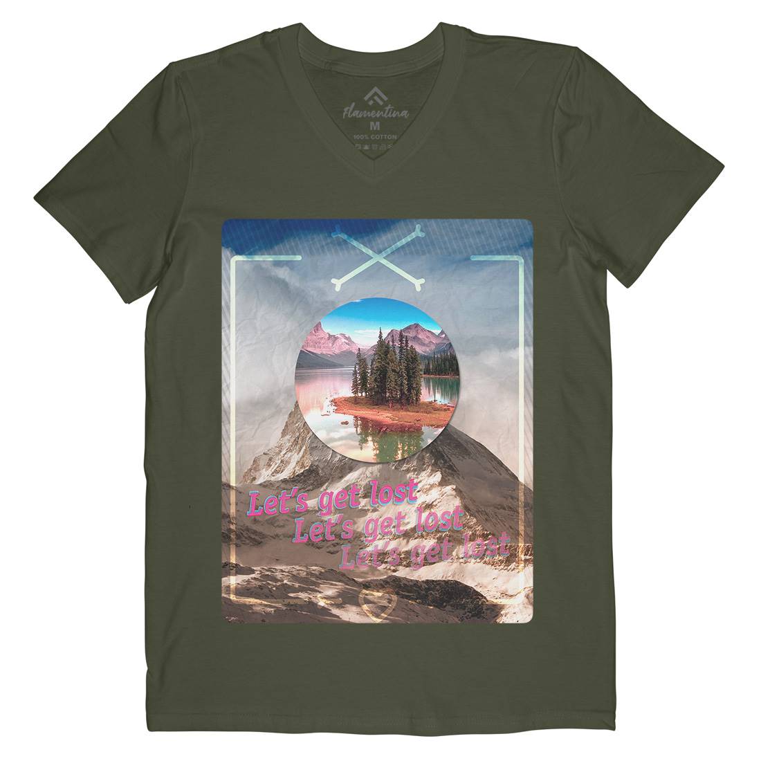 Let&#39;s Get Lost Mens Organic V-Neck T-Shirt Nature A862