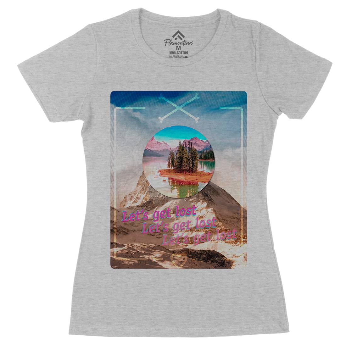 Let&#39;s Get Lost Womens Organic Crew Neck T-Shirt Nature A862