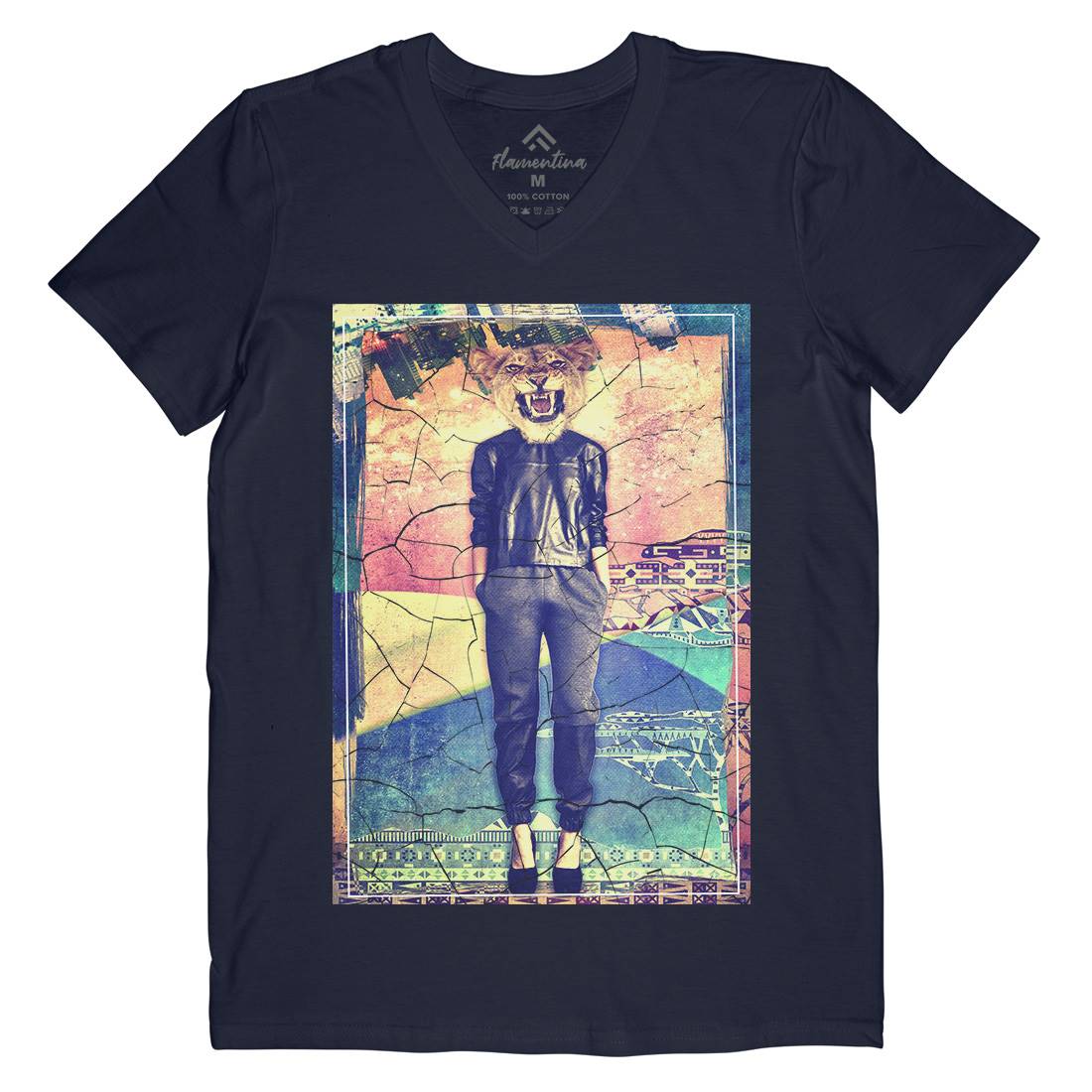 Lioness Mens Organic V-Neck T-Shirt Art A865