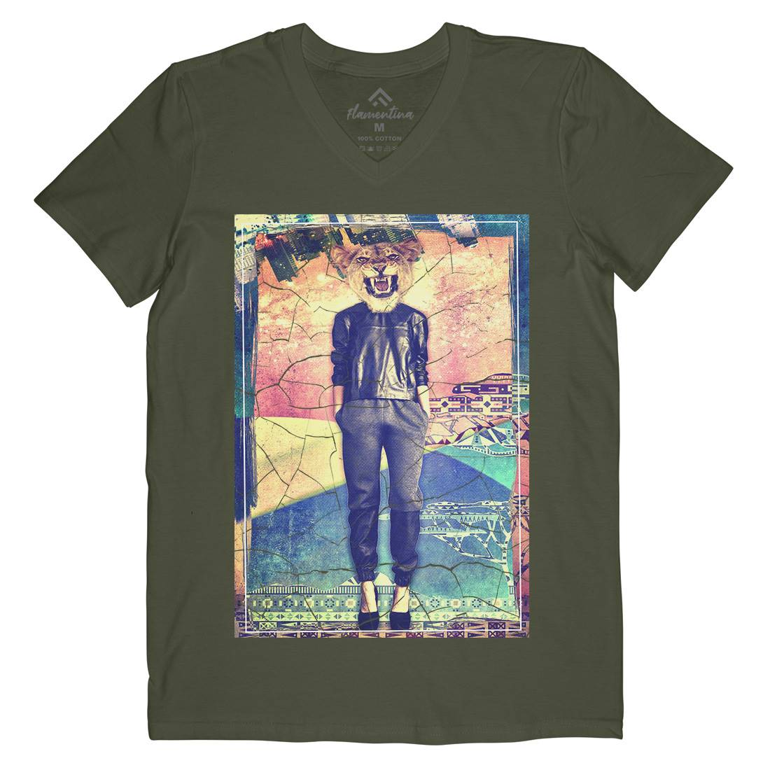 Lioness Mens Organic V-Neck T-Shirt Art A865