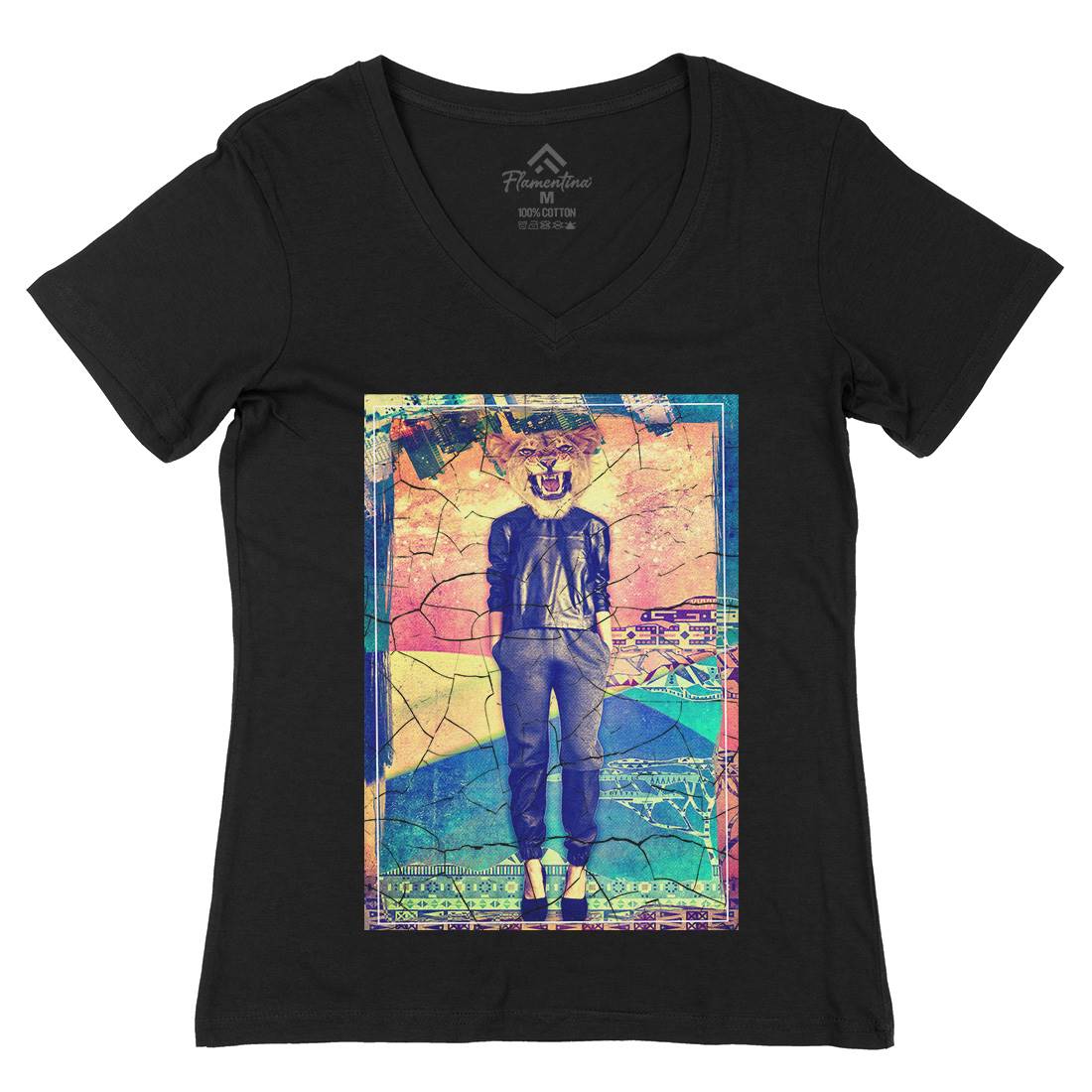 Lioness Womens Organic V-Neck T-Shirt Art A865