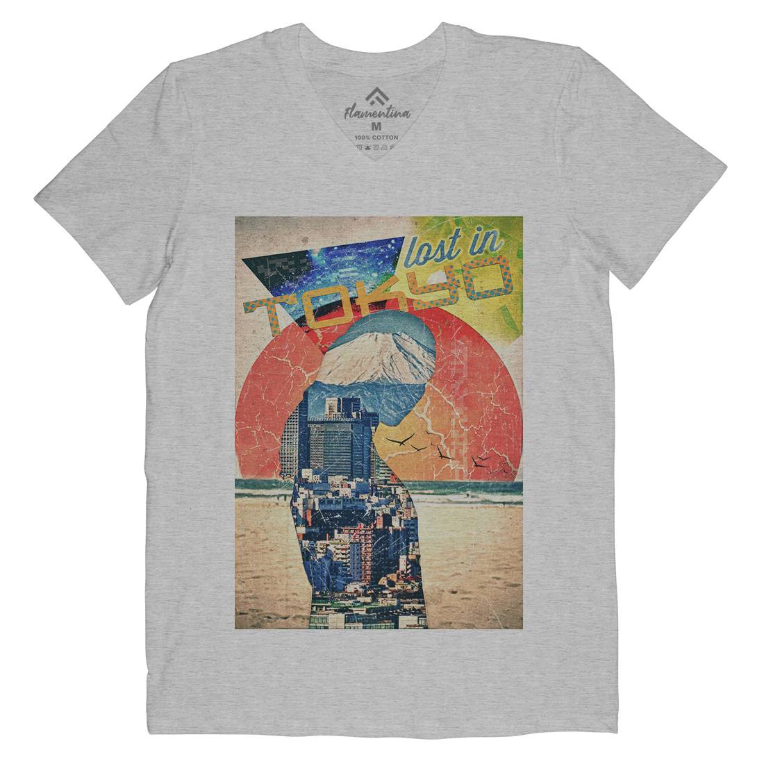 Lost In Tokyo Mens Organic V-Neck T-Shirt Art A867