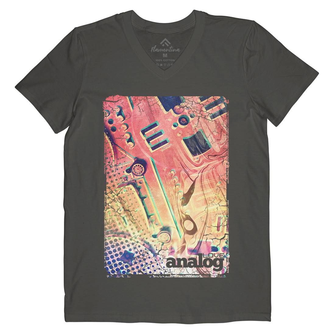 Love Analog Mens V-Neck T-Shirt Music A868