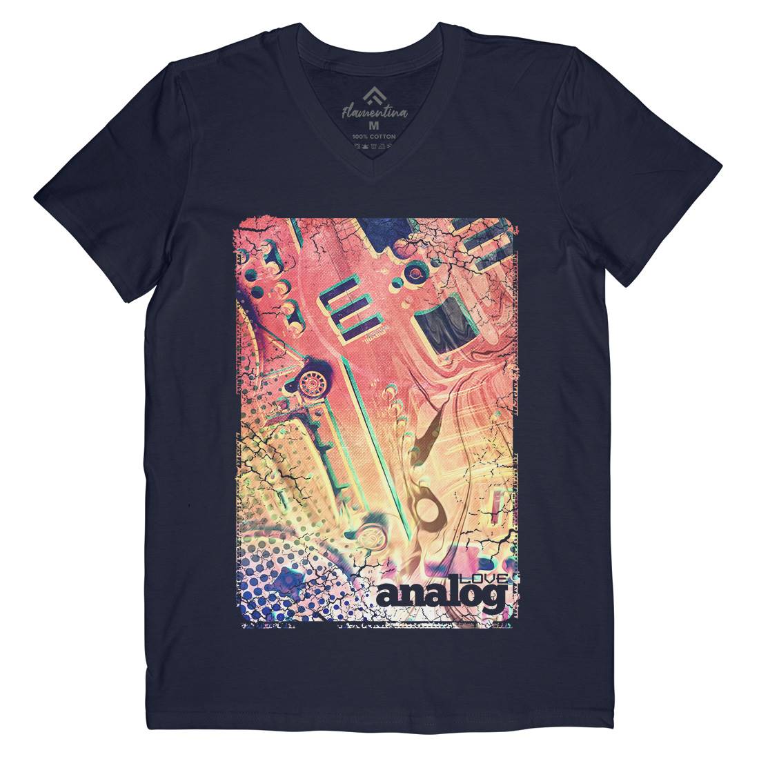 Love Analog Mens V-Neck T-Shirt Music A868