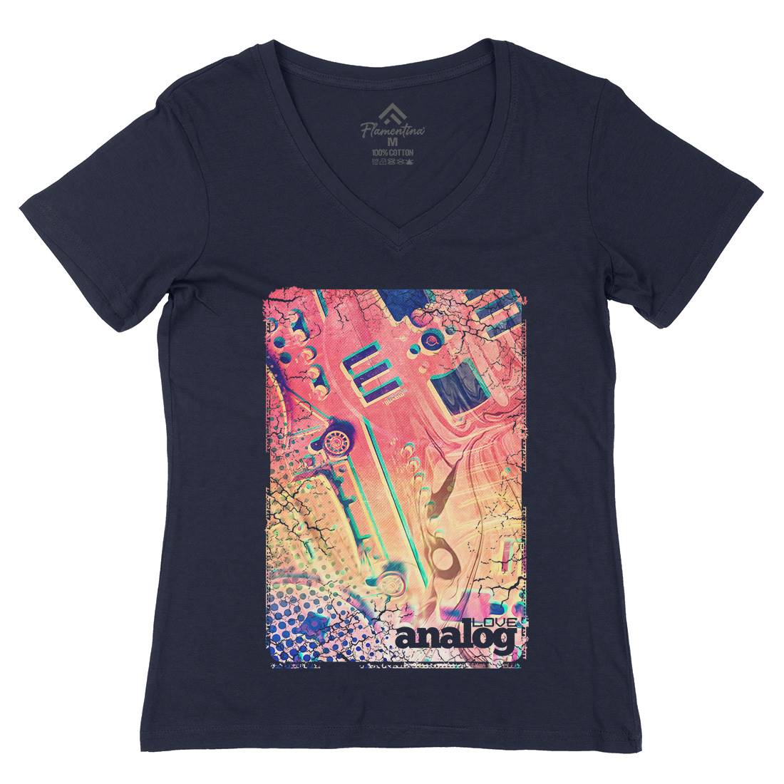 Love Analog Womens Organic V-Neck T-Shirt Music A868