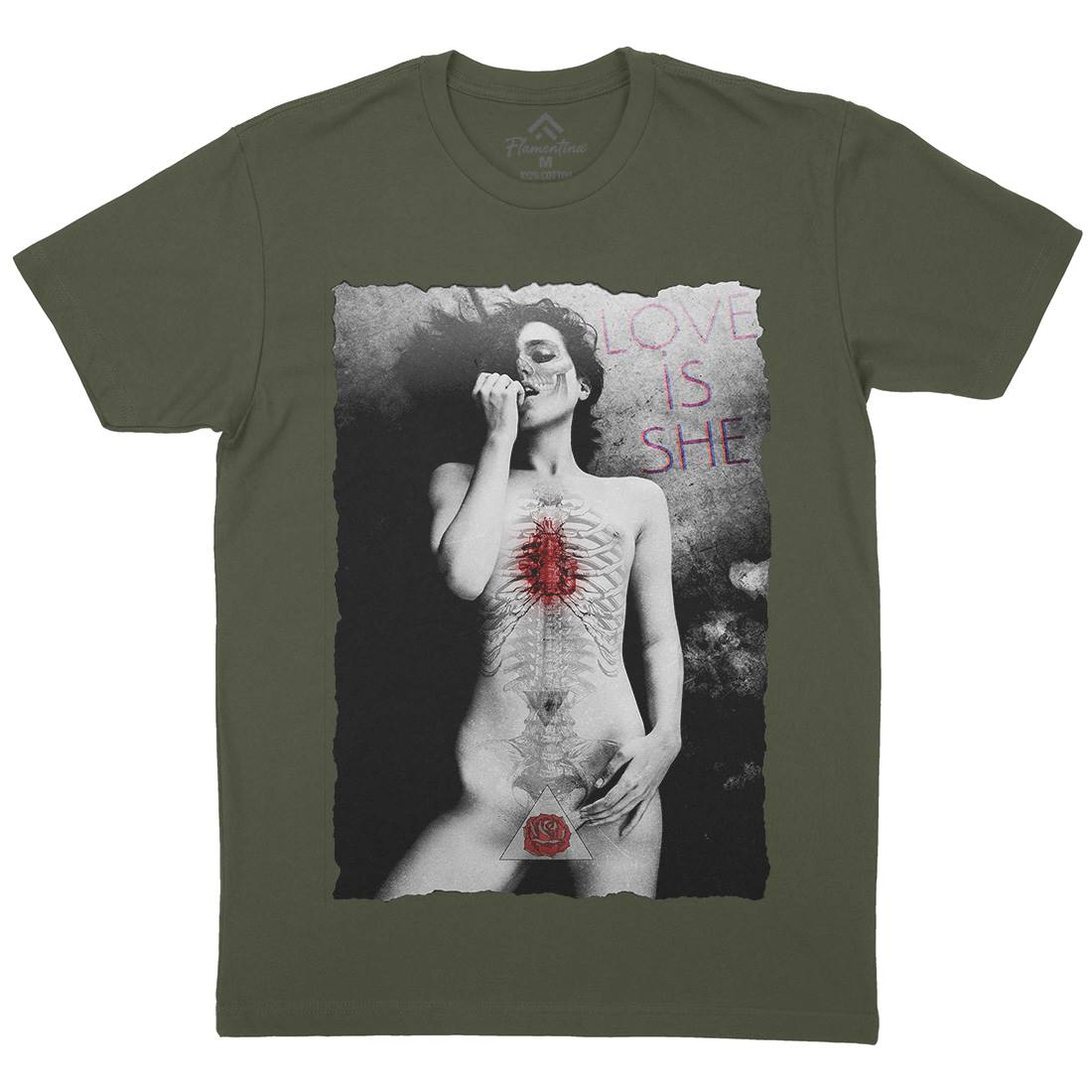Love Is She Mens Organic Crew Neck T-Shirt Art A870