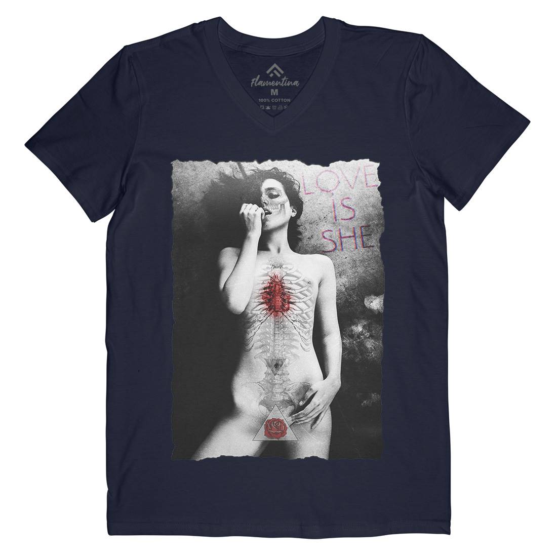 Love Is She Mens Organic V-Neck T-Shirt Art A870