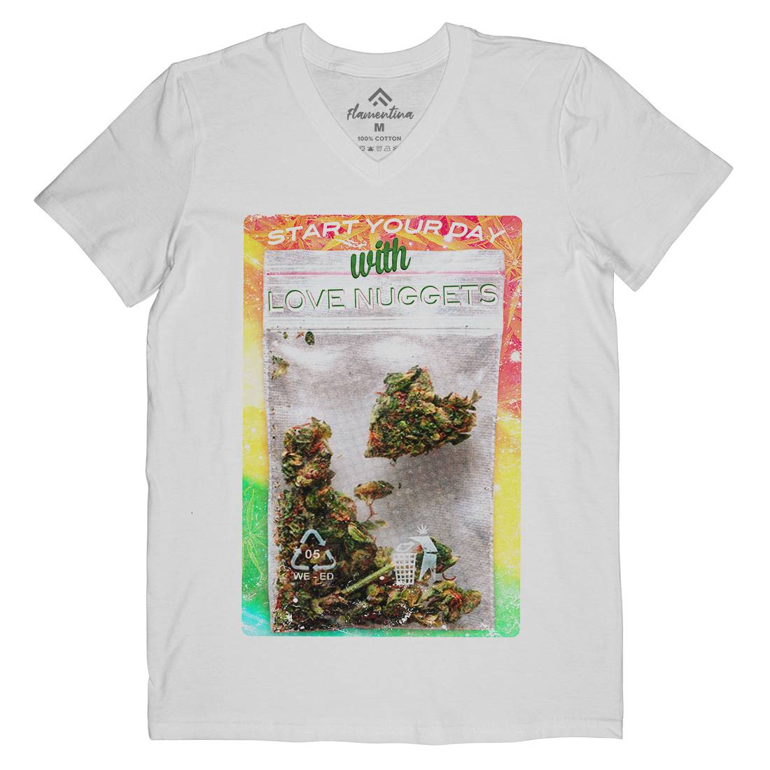 Love Nuggets Mens Organic V-Neck T-Shirt Drugs A871