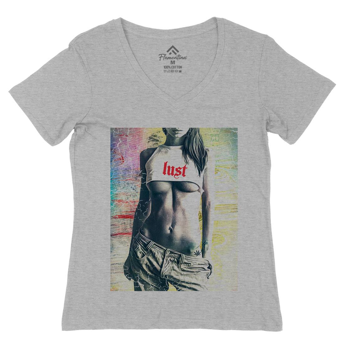 Lust Womens Organic V-Neck T-Shirt Art A872