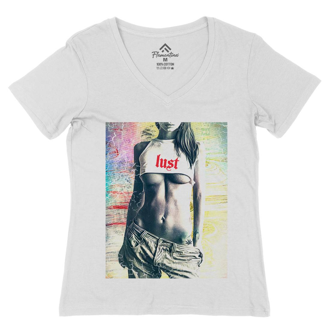 Lust Womens Organic V-Neck T-Shirt Art A872