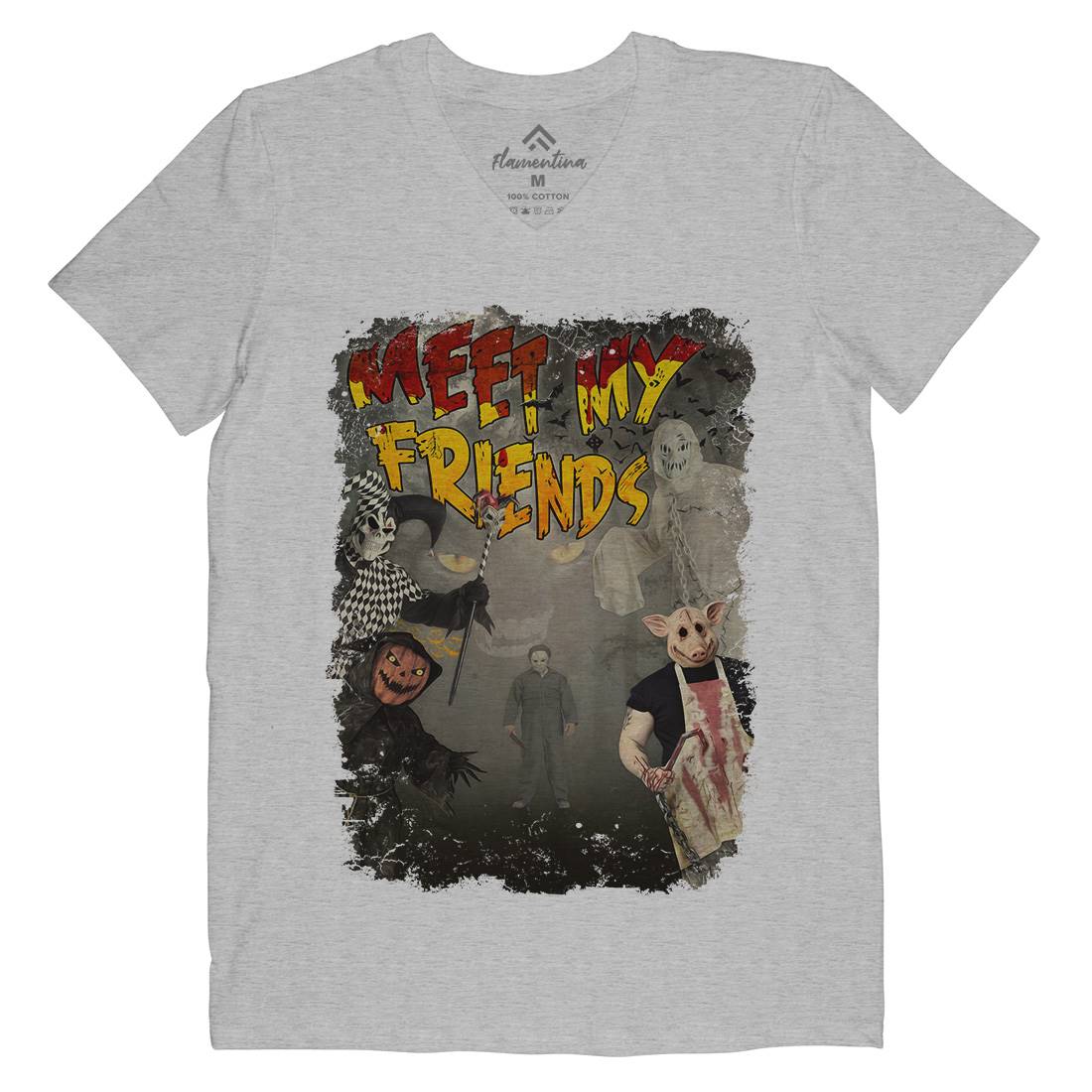 Meet My Friends Mens V-Neck T-Shirt Horror A875