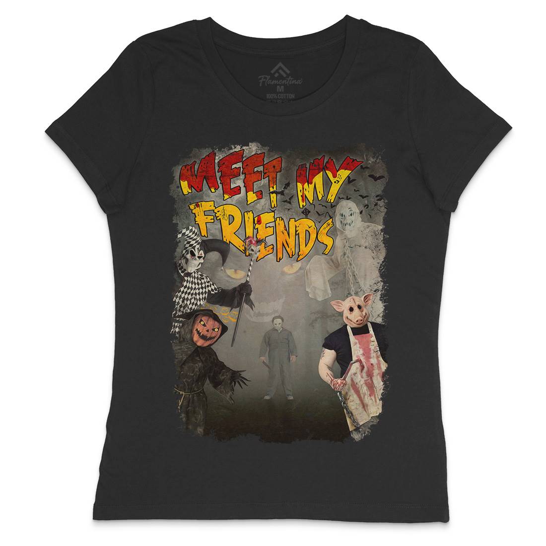 Meet My Friends Womens Crew Neck T-Shirt Horror A875