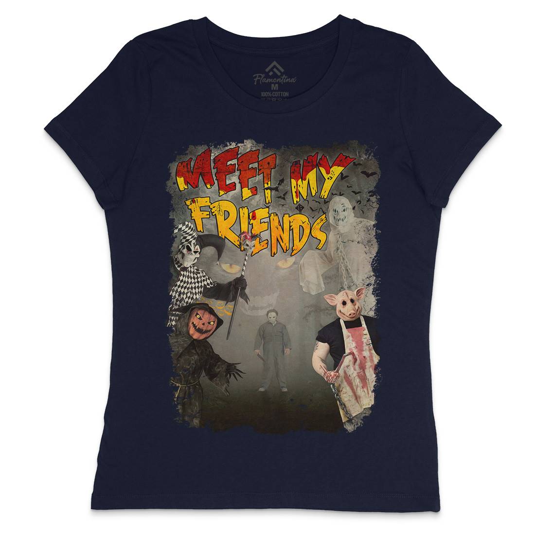 Meet My Friends Womens Crew Neck T-Shirt Horror A875