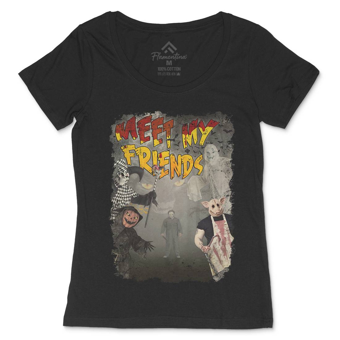 Meet My Friends Womens Scoop Neck T-Shirt Horror A875