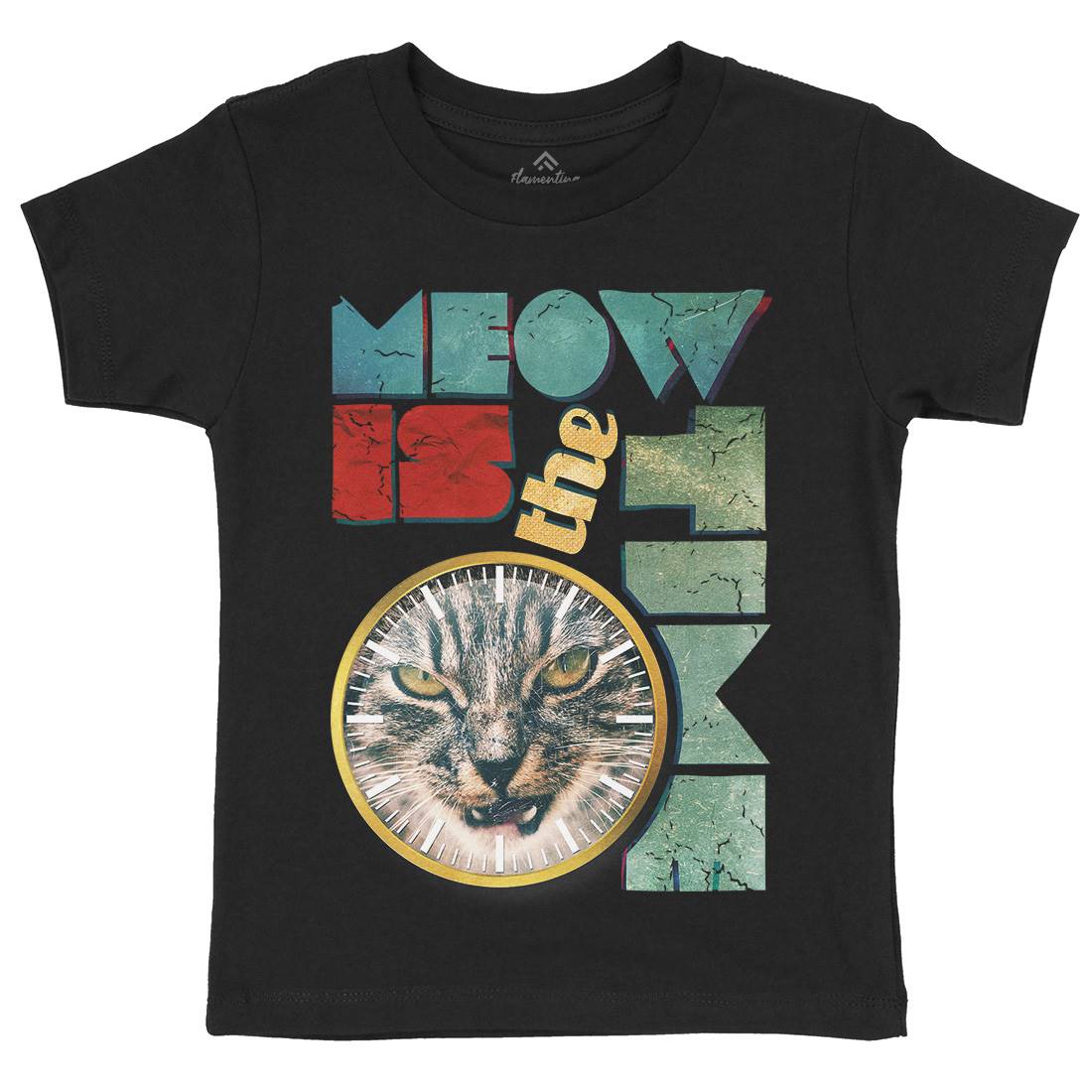 Meow Is The Time Kids Crew Neck T-Shirt Animals A876