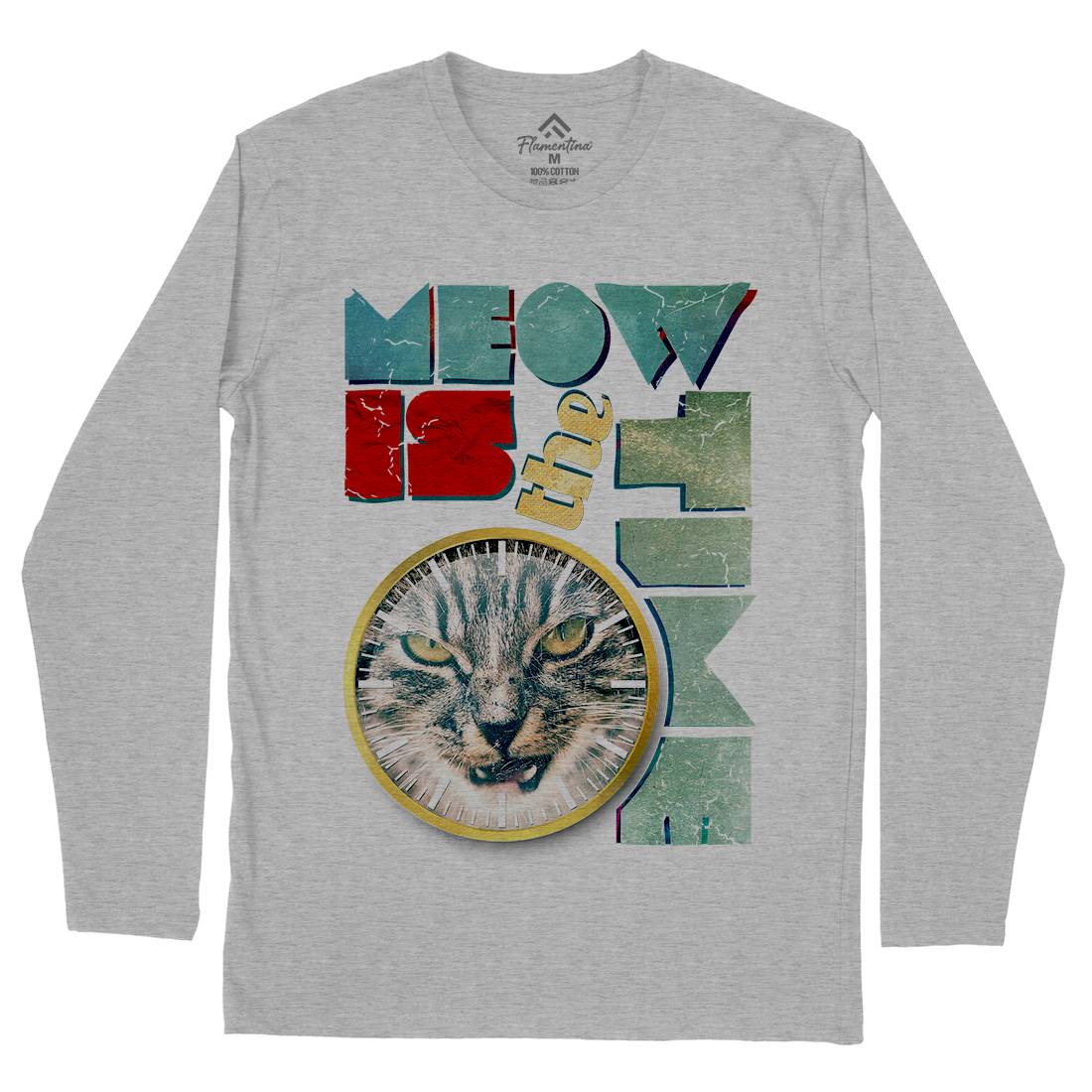 Meow Is The Time Mens Long Sleeve T-Shirt Animals A876