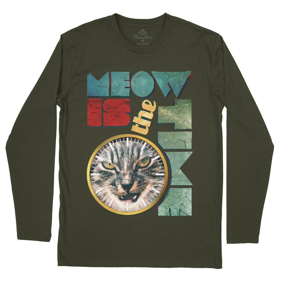 Meow Is The Time Mens Long Sleeve T-Shirt Animals A876