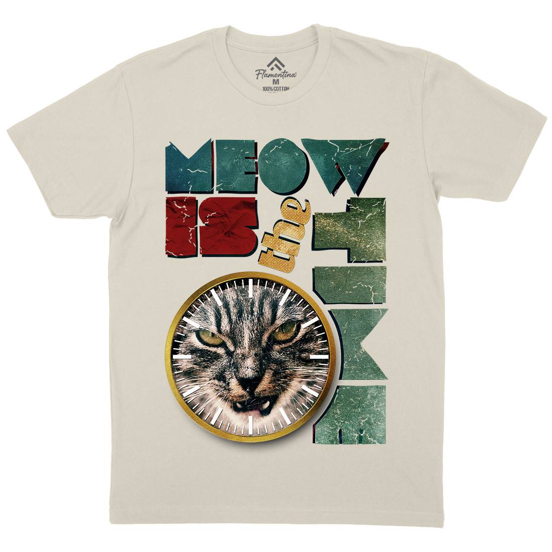 Meow Is The Time Mens Organic Crew Neck T-Shirt Animals A876