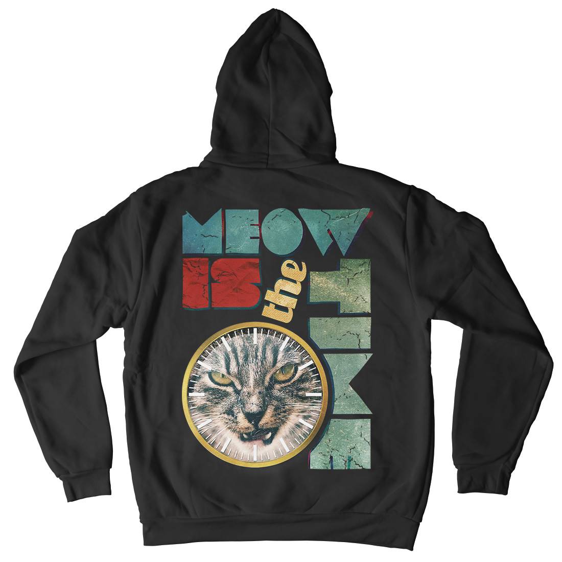 Meow Is The Time Mens Hoodie With Pocket Animals A876