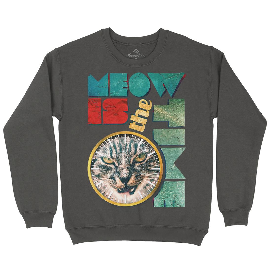 Meow Is The Time Kids Crew Neck Sweatshirt Animals A876