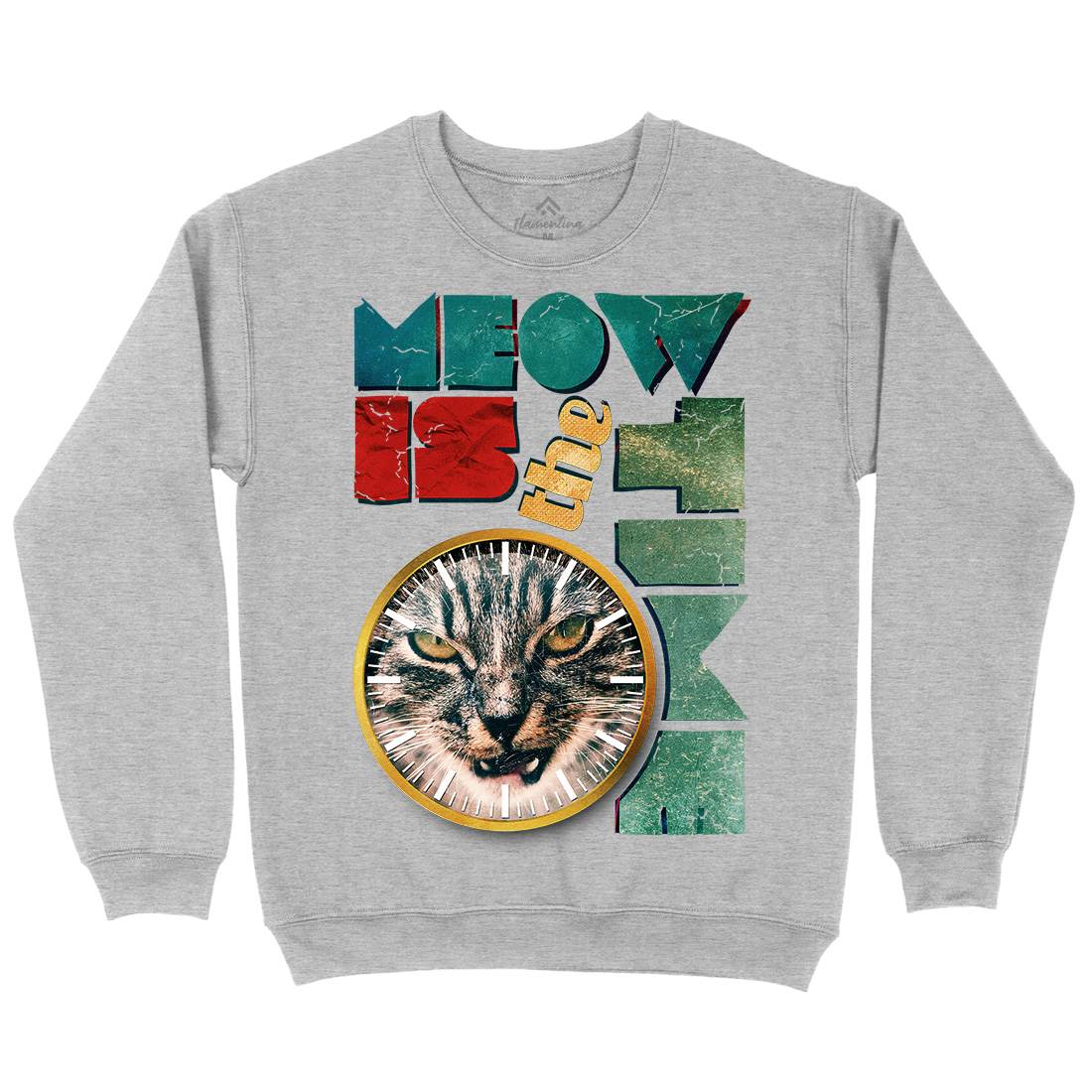 Meow Is The Time Mens Crew Neck Sweatshirt Animals A876