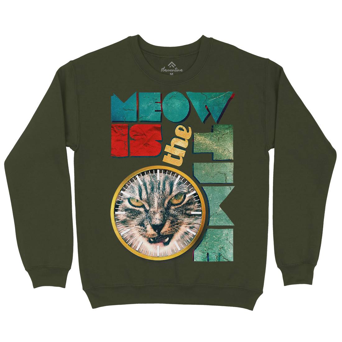 Meow Is The Time Mens Crew Neck Sweatshirt Animals A876