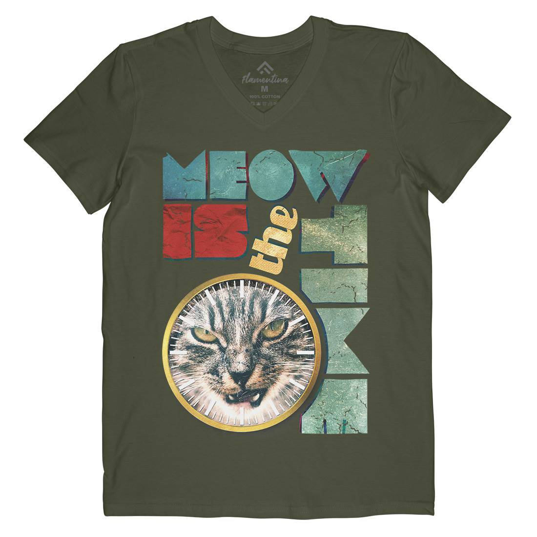 Meow Is The Time Mens Organic V-Neck T-Shirt Animals A876