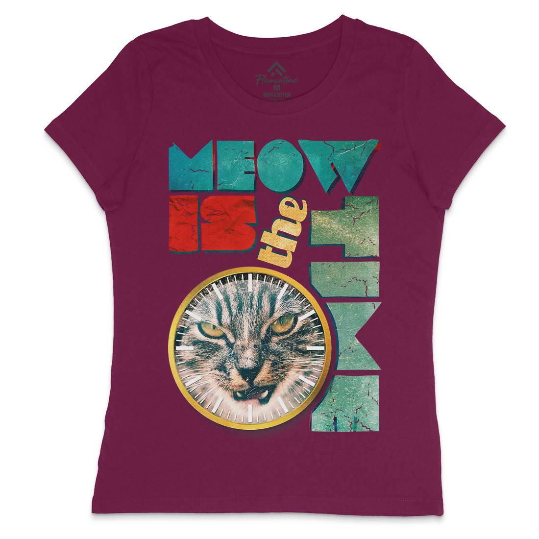 Meow Is The Time Womens Crew Neck T-Shirt Animals A876
