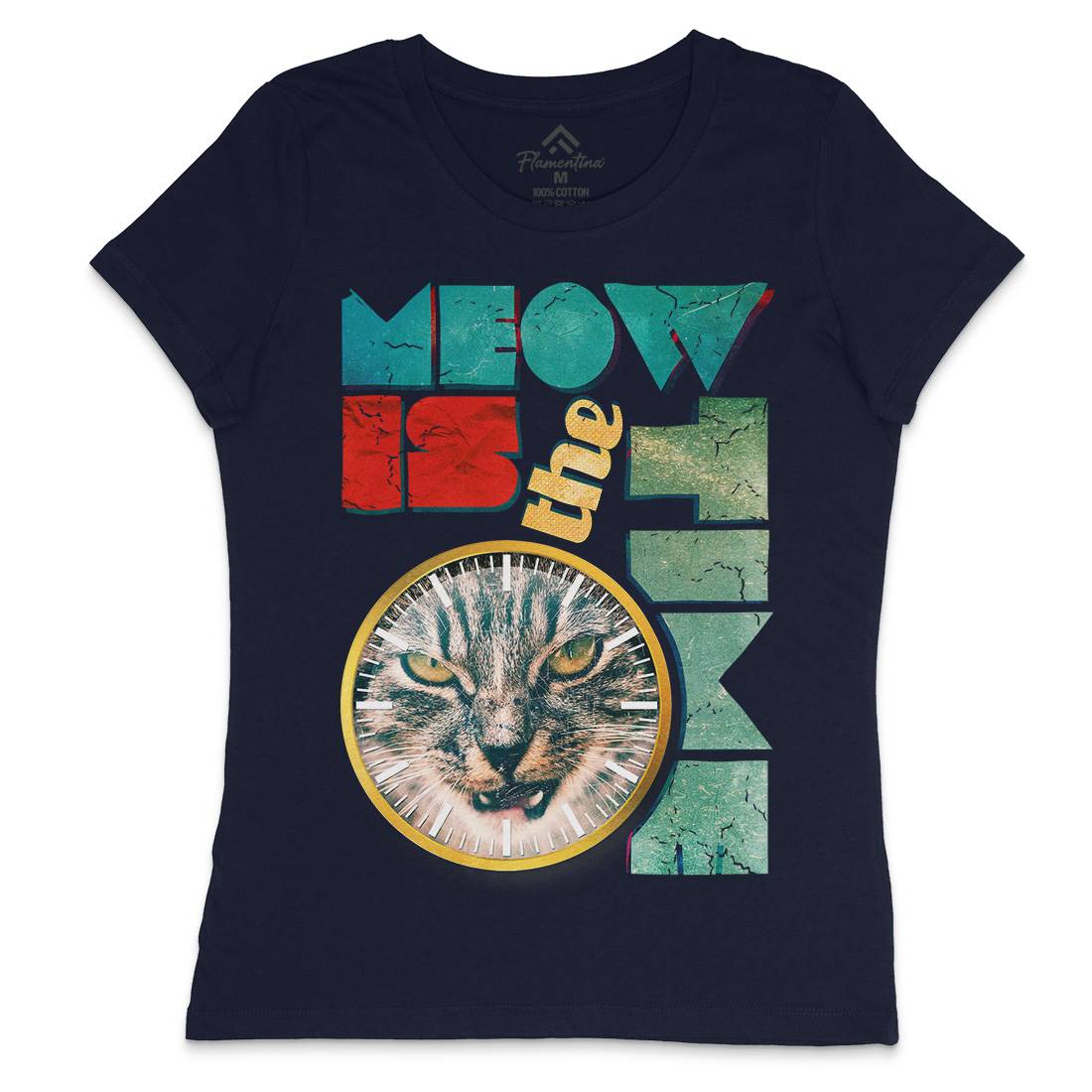 Meow Is The Time Womens Crew Neck T-Shirt Animals A876