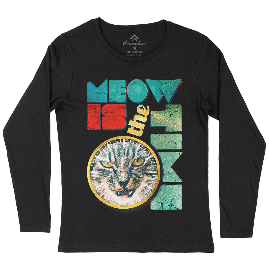 Meow Is The Time Womens Long Sleeve T-Shirt Animals A876