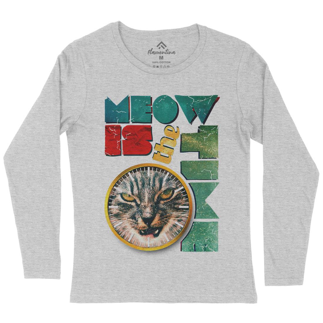 Meow Is The Time Womens Long Sleeve T-Shirt Animals A876