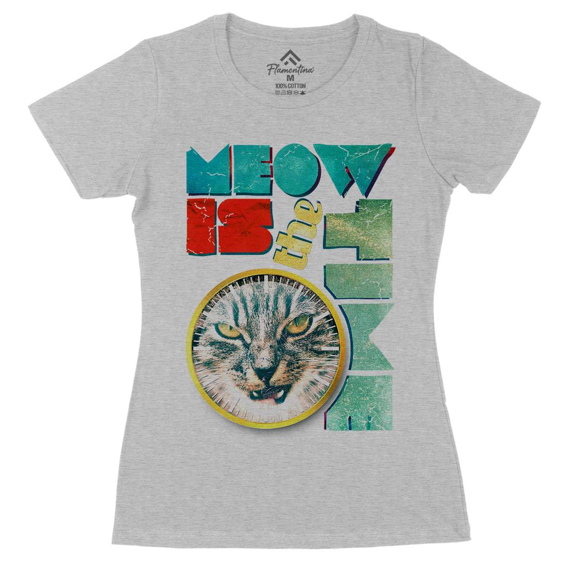 Meow Is The Time Womens Organic Crew Neck T-Shirt Animals A876