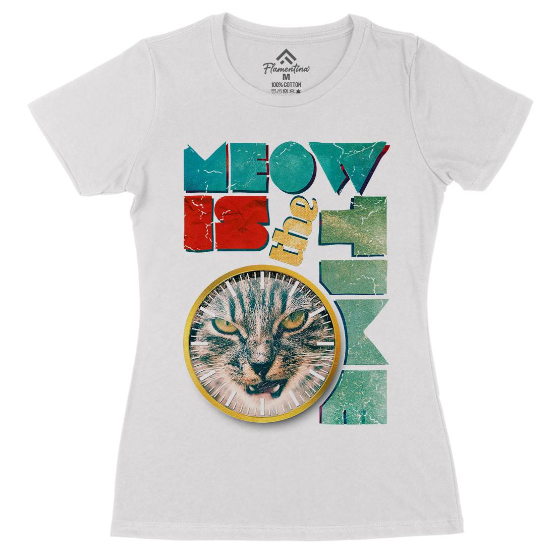 Meow Is The Time Womens Organic Crew Neck T-Shirt Animals A876
