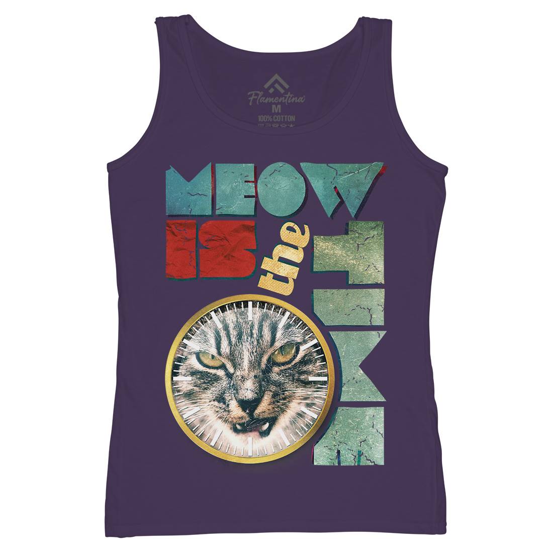 Meow Is The Time Womens Organic Tank Top Vest Animals A876